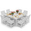 Ensemble de salle à manger d'extérieur toutes saisons 10 pièces Ensemble de salle à manger d'extérieur avec trou pour parasol et structure en aluminium Ensemble de salle à manger d'extérieur moderne pour 8 personnes pour cour arrière / porche / terrasse, blanc-123192680