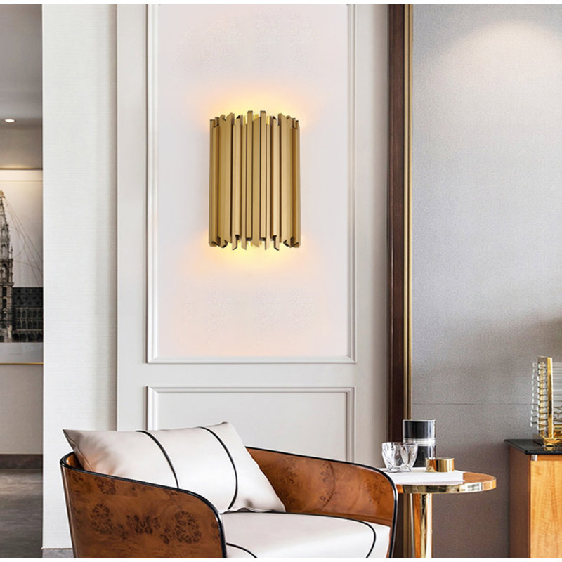 Applique murale en acier inoxydable à 2 lumières en laiton satiné Berube