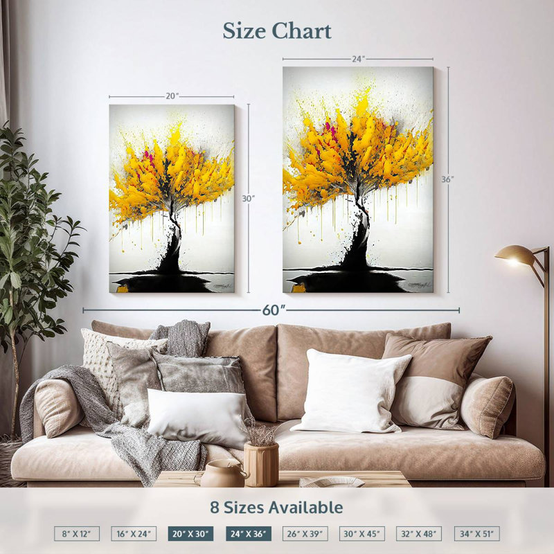 Arbre jaune Harnek, H 36 po x l 24 po