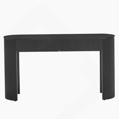 Entryway Table With Fluted Design, Modern Console Table With Storage, Oval Top And 2 Drawers For Entryway And Living Room (Black)