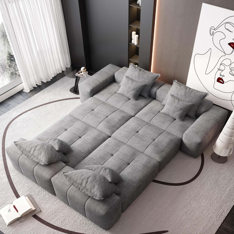 Canapé modulaire moderne à 8 pièces avec 8 coussins, Gris