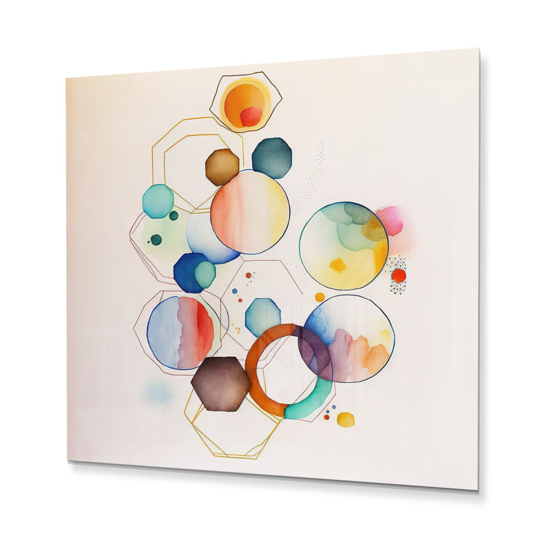 Multicolore circulaire abstrait II - décoration murale moderne en métal, H 29 po x l 29 po x P 1 po