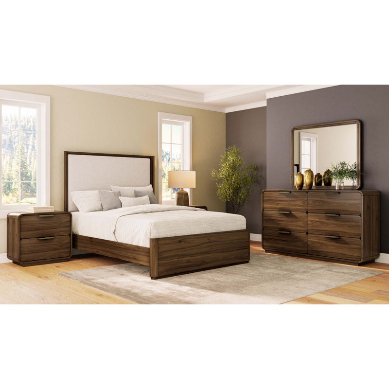 Grand lit tapissier en noyer (seulement lit)