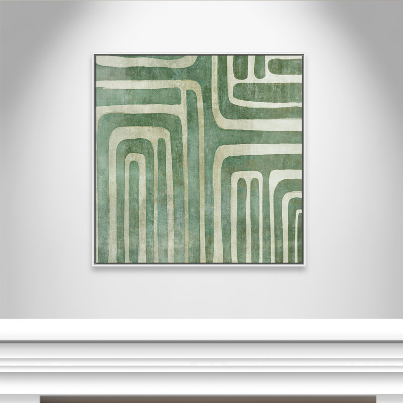 «Whimsical Green I Print» par Emma Peal, H 37,5 po x l 37,5 po x P 2 po, Cadre flottant blanc