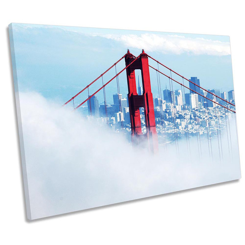 Golden Gate Bridge Misty - Wrapped Canvas Print, 30.5cm H x 45.7cm W x 2cm D