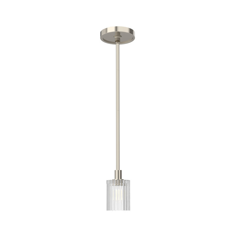 Luminaire suspendu cylindrique à 1 lumière Salita, Cristal côtelé, Nickel poli
