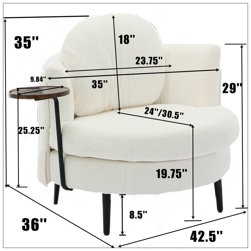 Fauteuil simple confortable avec accessoires polyvalents pour la détente, Blanc