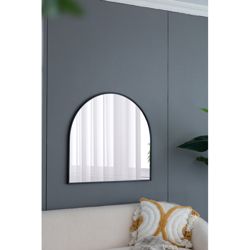 Miroir décoratif arqué 33 "x 31" avec cadre en fer, Noir