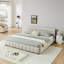  Très grand lit plateforme tapissier avec rangement, structure en chenille avec tête de lit, beige-1490678496-1489985782