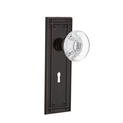 Bouton de porte mortaise intérieur en cristal avec plaque longue Mission