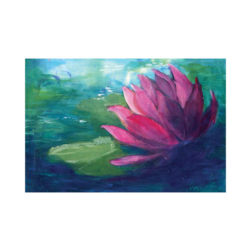 «Pink Water Lilly» par Might Fly Art & Illustration - Giclée sur toile tendue avec châssis, H 12 po x l 18 po x 1,5 po