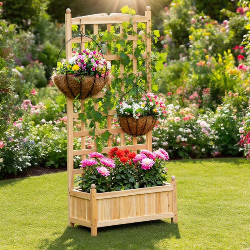 Flower shelf Wooden Raised Garden Bed , Outdoor Planter Box