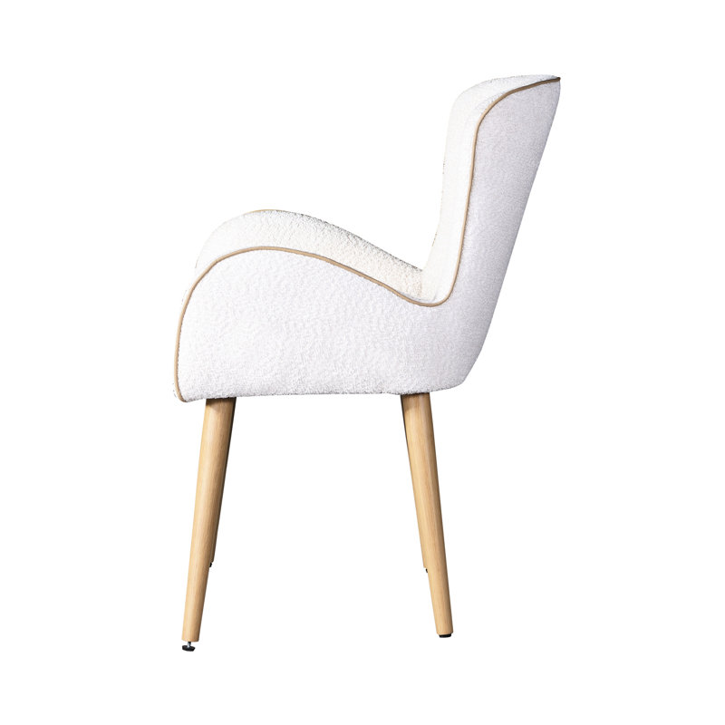 2 chaises d'appoint beige Boucle - rembourrées pour une longue durée de vie en chêne et des pieds en métal