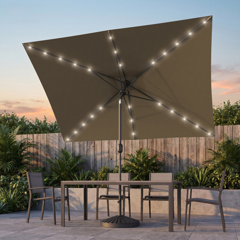 Parasol de marché rectangulaire lumineux 10 pi x 6,5 pi Buono, Brun