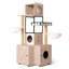 Arbre à chat 63 po multifonctionnel avec bac à litière - Comprend un coussin lavable amovible, des poteaux à griffer et un support à jouets, design moderne, gris rustique