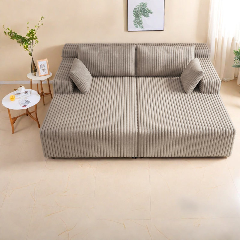 Boneless Spacious Camel Sectionals, Modular No-assembly Couch, For Modern Living Room