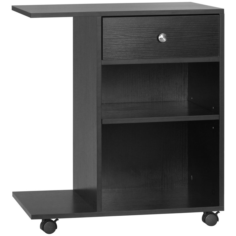 Bureau d'imprimante Vinsetto, support pour chariot roulant avec roulettes et tablette réglable