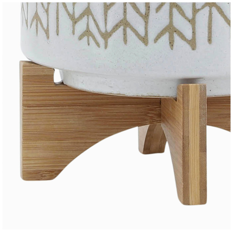 PLATEAU DE 8 po AVEC SUPPORT EN BOIS, BEIGE