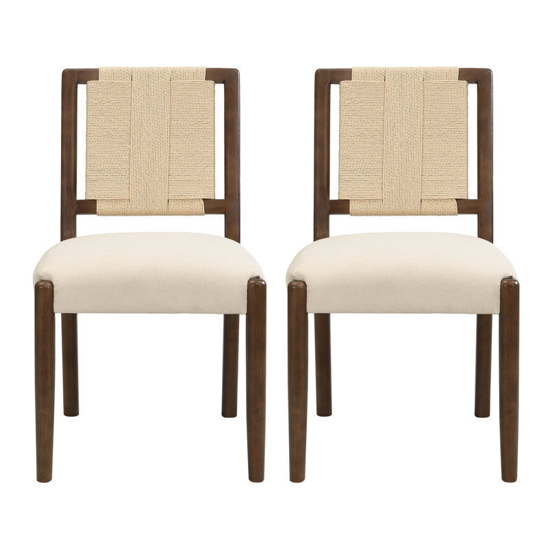 Chaise de salle à manger rembourrée Modern Scandinavian, Coussin beige / structure en noyer