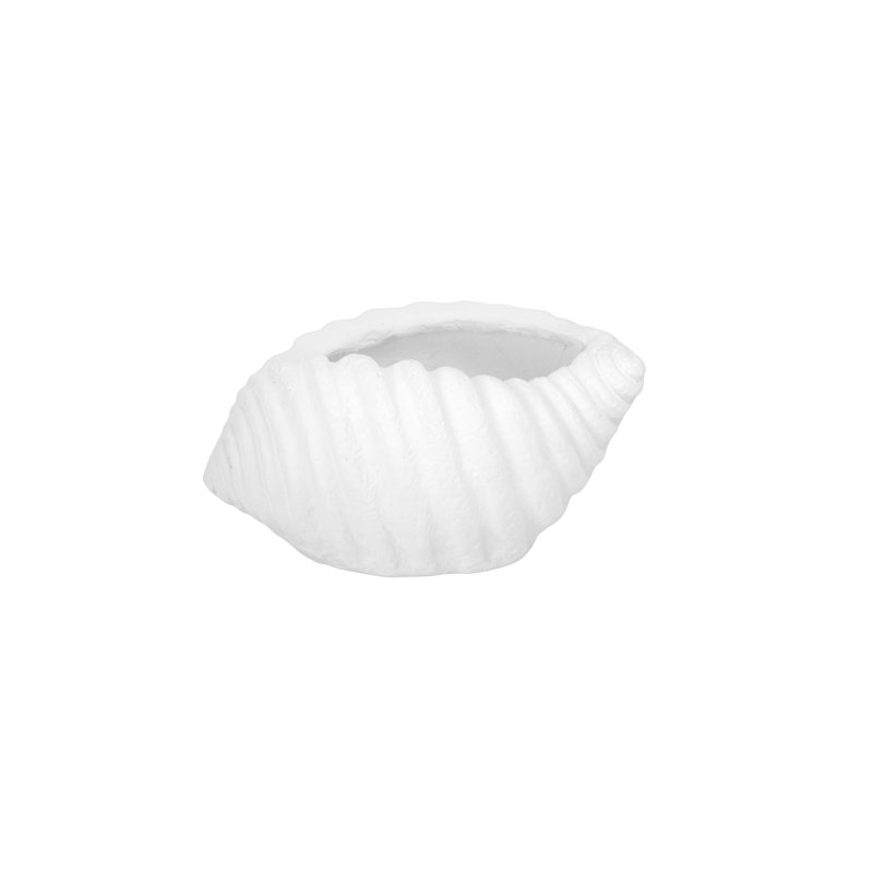 Polyresin Seashell Planter Matte White