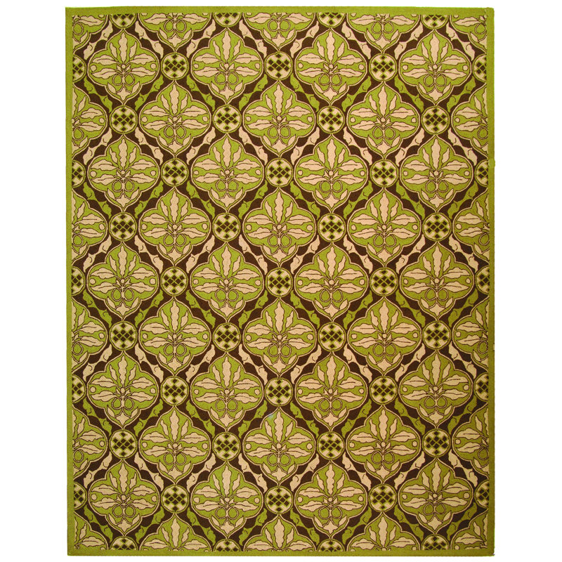 Tapis brun en laine crocheté à la main Hollander, Rectangle 8 pi x 10 pi