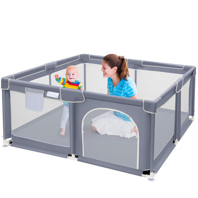 Parc pour bébé, aire de jeu pour enfants, grande aire de jeu pour l'intérieur et l'extérieur, clôture de sécurité robuste pour bébé avec filet doux et respirant pour tout-petit