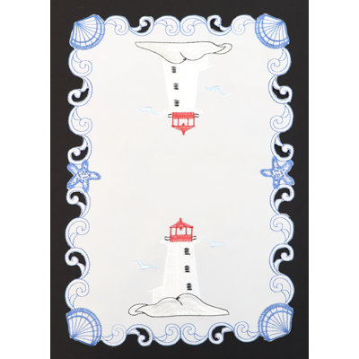 (18") Embroidery Doily-White/Lighthouse