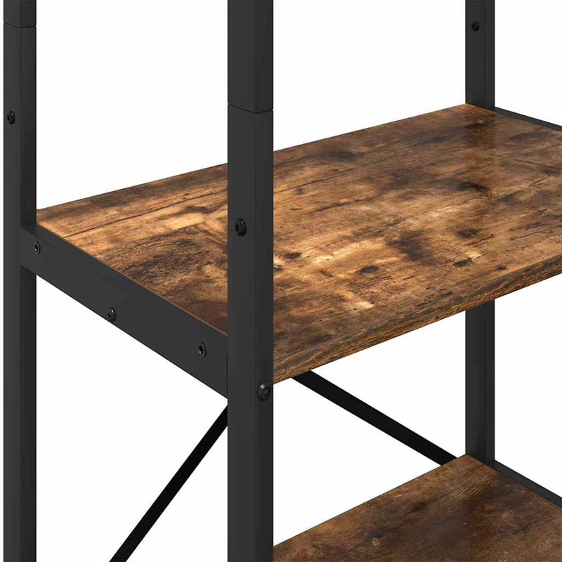 171cm H x 56cm W Steel Etagere Bookcase, Smoked Oak