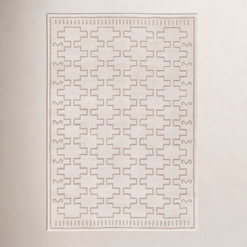 Tapis ivoire / beige Meret Trellis, Tapis de couloir 2 pi 5 po x 10 pi