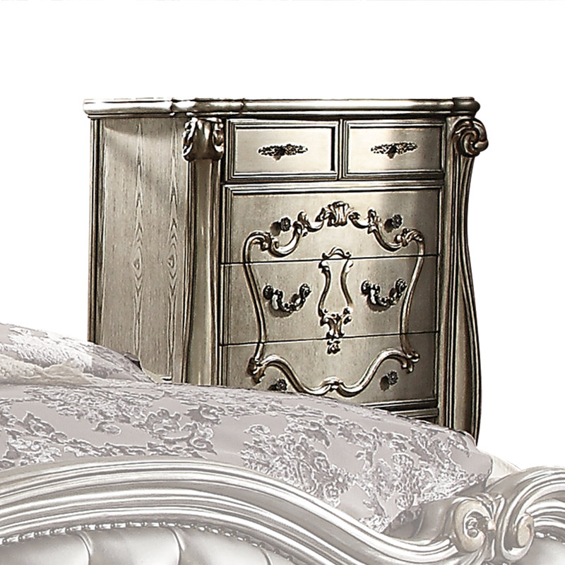 Carvajal 5-Drawer Chest in Antique Platinum