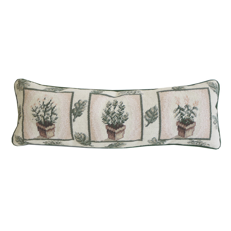 Herb And Leaf Needlepoint Throw Pillow