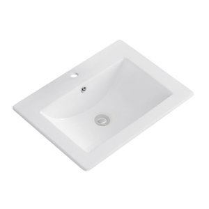 Vitreous China Rectangular Drop in Bathroom Sink with Overflow
