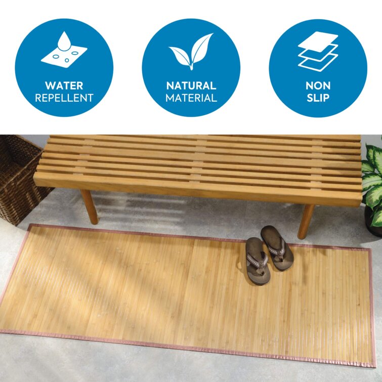 Bamboo Floor Mat Non-Skid, Water-Resistant Runner Rug Large