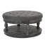 Tissu élégant avec boutons et surpiqûres gaufrées, couleur gris anthracite, base en bois de pin, ornement rond et touffeté chic 40 po x 20 po, 19,71 po