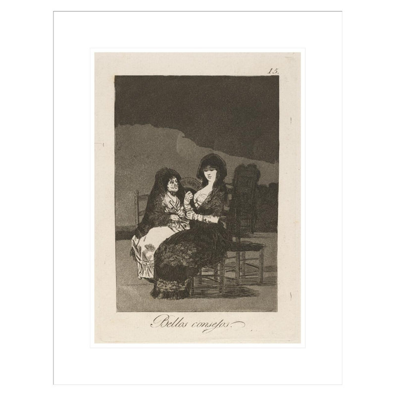 Bellos consejos. (Jolie pédagogie.) Par Francisco de Goya, H 21,75 po x l 17,04 po