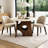Kali 48" Round Dining Table White Botticino Italian Marble Top Walnut Brown Pedestal Base
