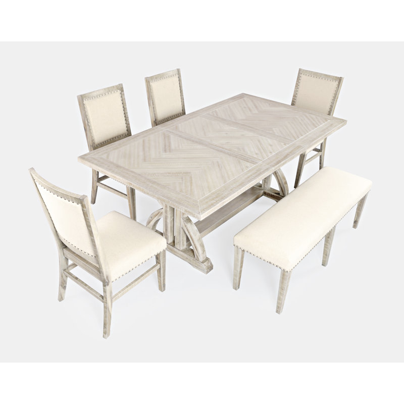 Millan Extendable Pedestal Dining Set, Ash