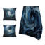 Ensemble de couverture et coussin décoratif bleu et blanc Spiral 1 - Tachisme-123174867
