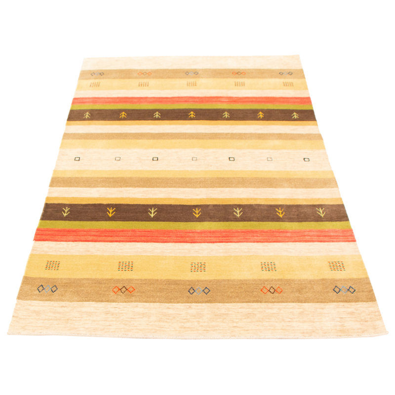 Tapis brun / vert / rouge en laine tissé à la main Buchy 5 pi x 7 pi 11 po