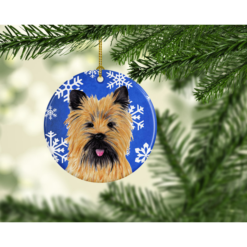 Ornement figurine suspendu en céramique terrier