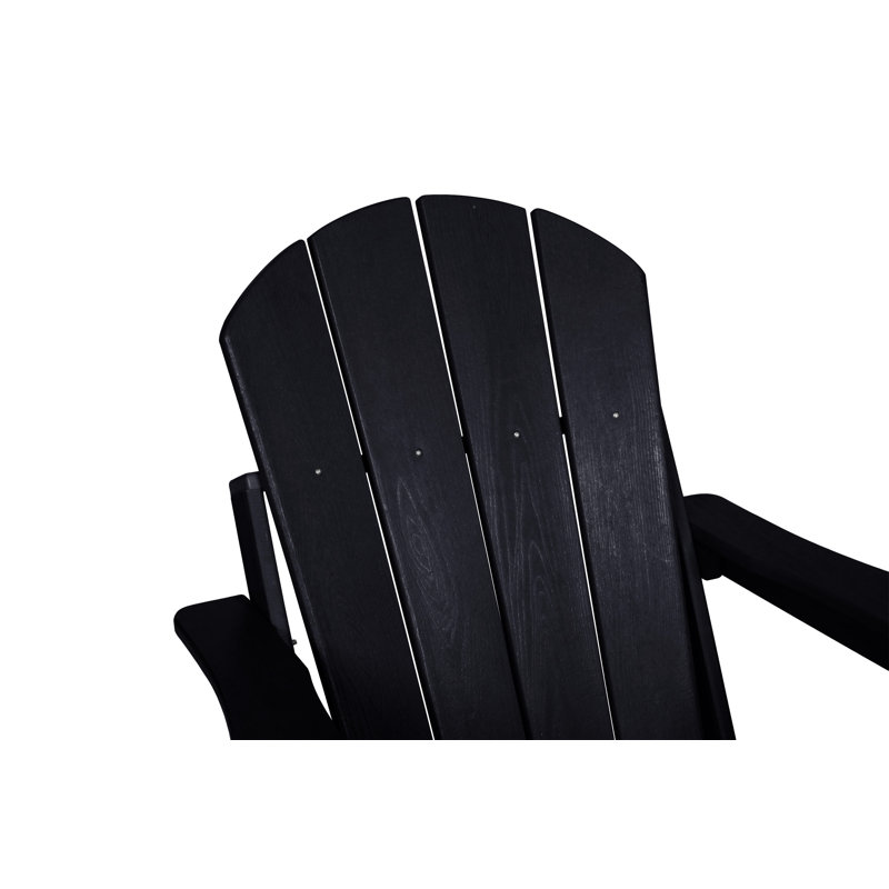 Folding Adirondack Chair With Side Table, Black