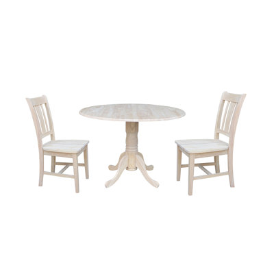 Khodor 3 Piece Drop Leaf Solid Wood Dining Set by Loon Peak