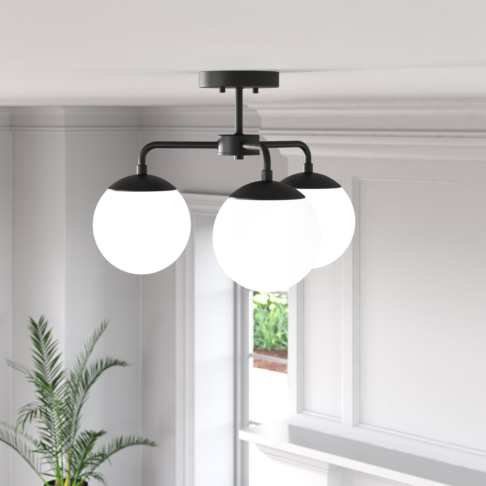 Kobie 3-Light Semi Flush Mount, Black