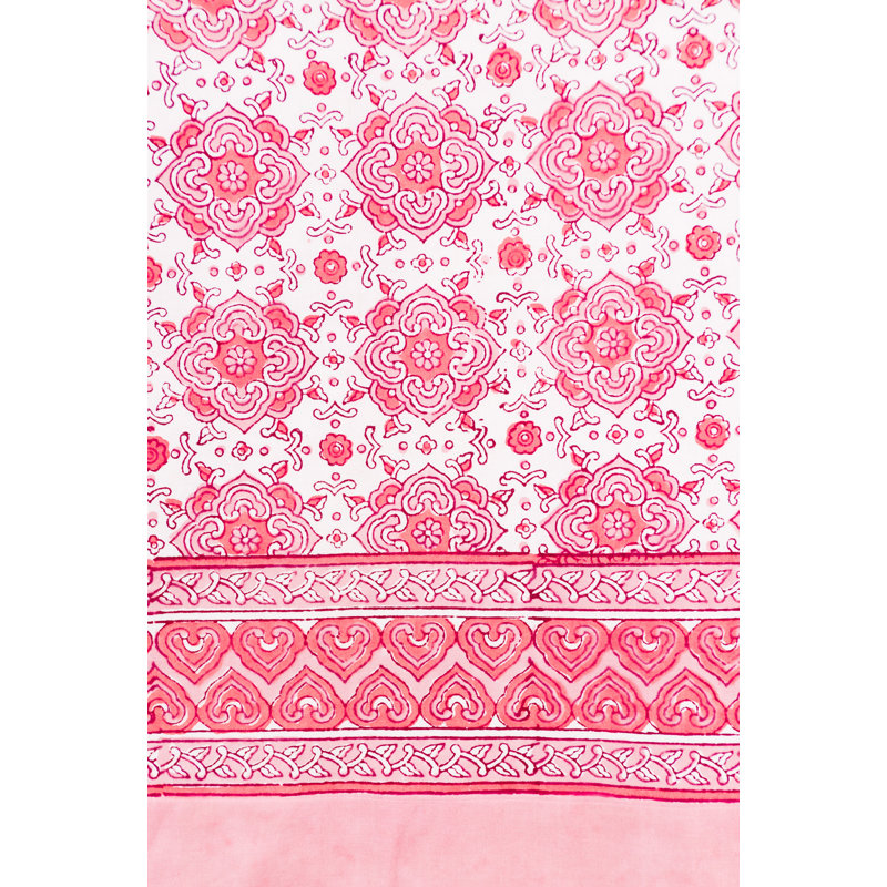 Rideau obscurcissant 100% coton Keerie, Rose / blanc