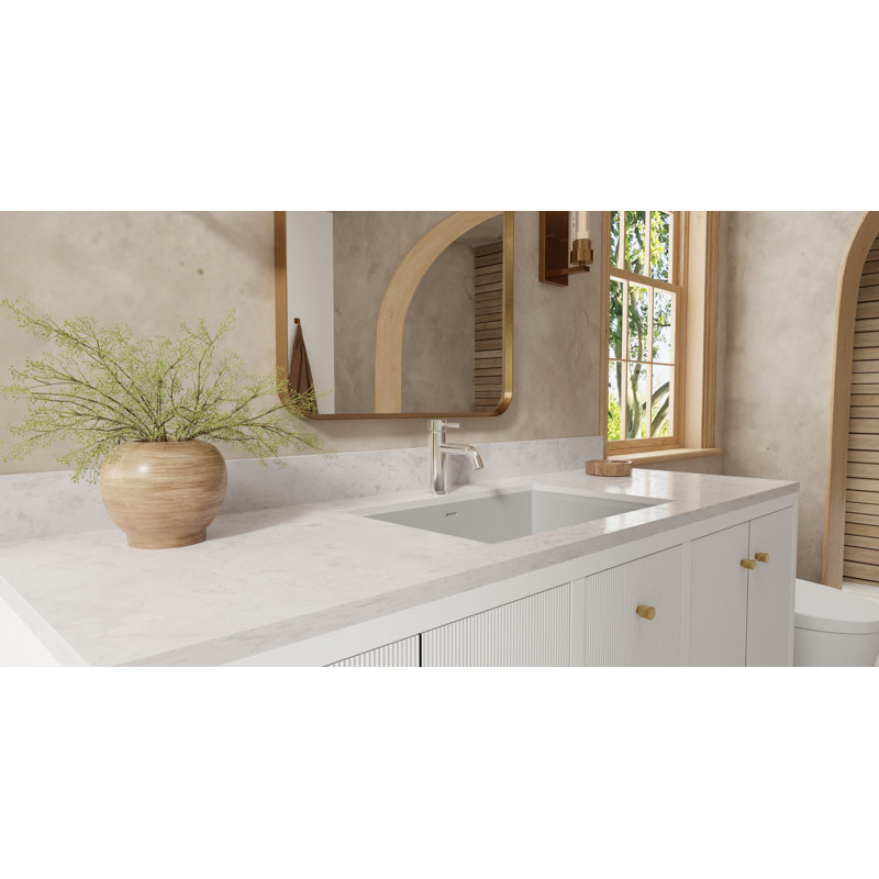 Lavabo de salle de bain encastrable en résine 23,5 po x 16,3 po Badeloft UB-05-M-MGRY en gris mat, Gris mat