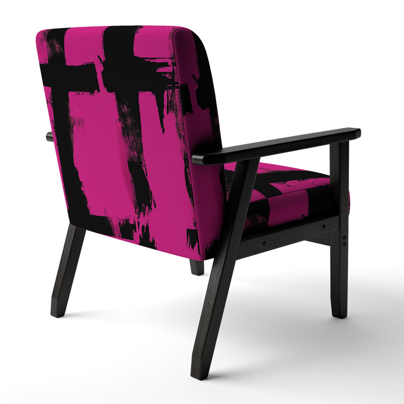 Black & White Crossing Paths II - Upholstered Modern Accent Arm Chair, Purple/Black Polyester Blend