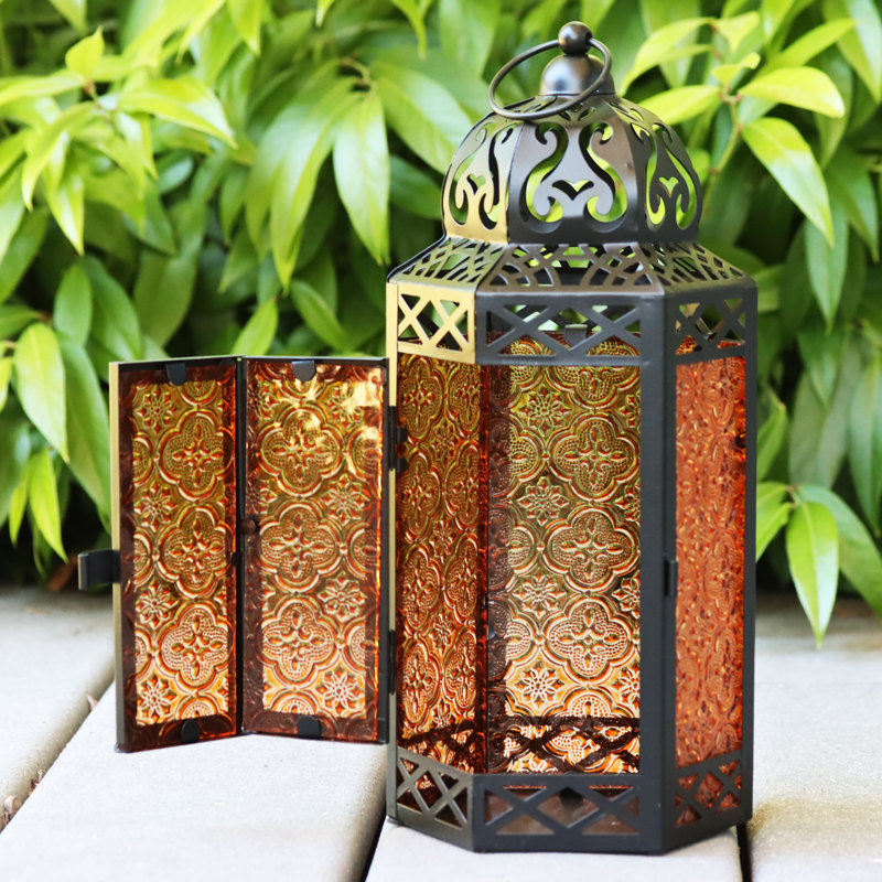 Moroccan Candle Lantern Decorative Set for Floor, Ramadan Decorations, Indoor Home Decor, Outdoor Patio or Porch, Weddings