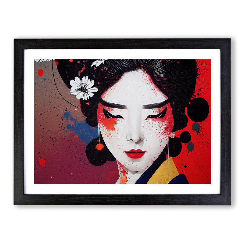 Geisha Splatter Vol.3 Abstract - Framed Print, Black Framed, 25cm H x 34cm W x 2cm D