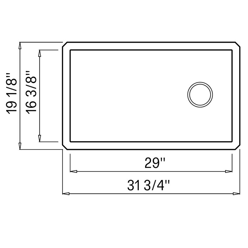 Évier de cuisine encastré à simple cuve l 31 po x l 18,5 po Radius, Gris