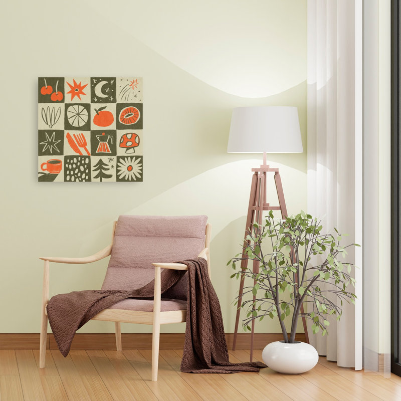«Retro Kitchen Nature Modern Retro Abstract Pine Tree Cherry Flower Fruit», reproduction d'art murale, H 24 po x l 24 po